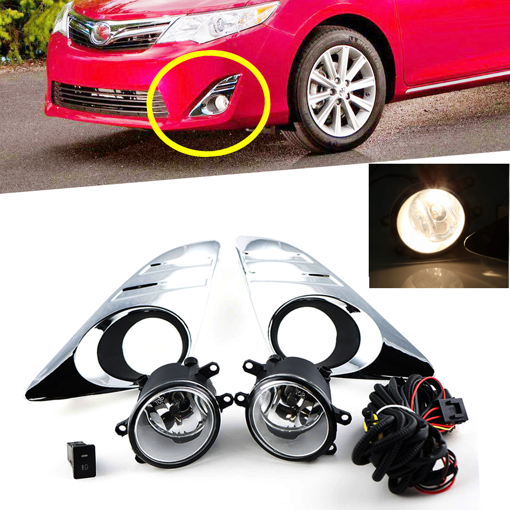Smoked Lens Fog Light Bumper Lamps w//Switch+Harness+Bezel for 10-11 Toyota Camry